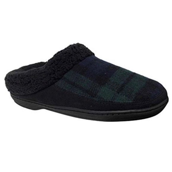 dearfoams Shoes - Dearfoams Plaid Clog Slippers Memory Foam SIZE Green & Navy NWT